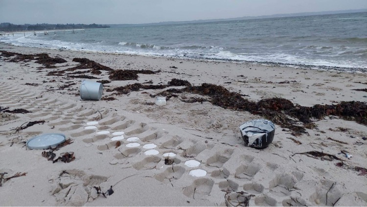 plaster moulding the tractor tracks on the beach